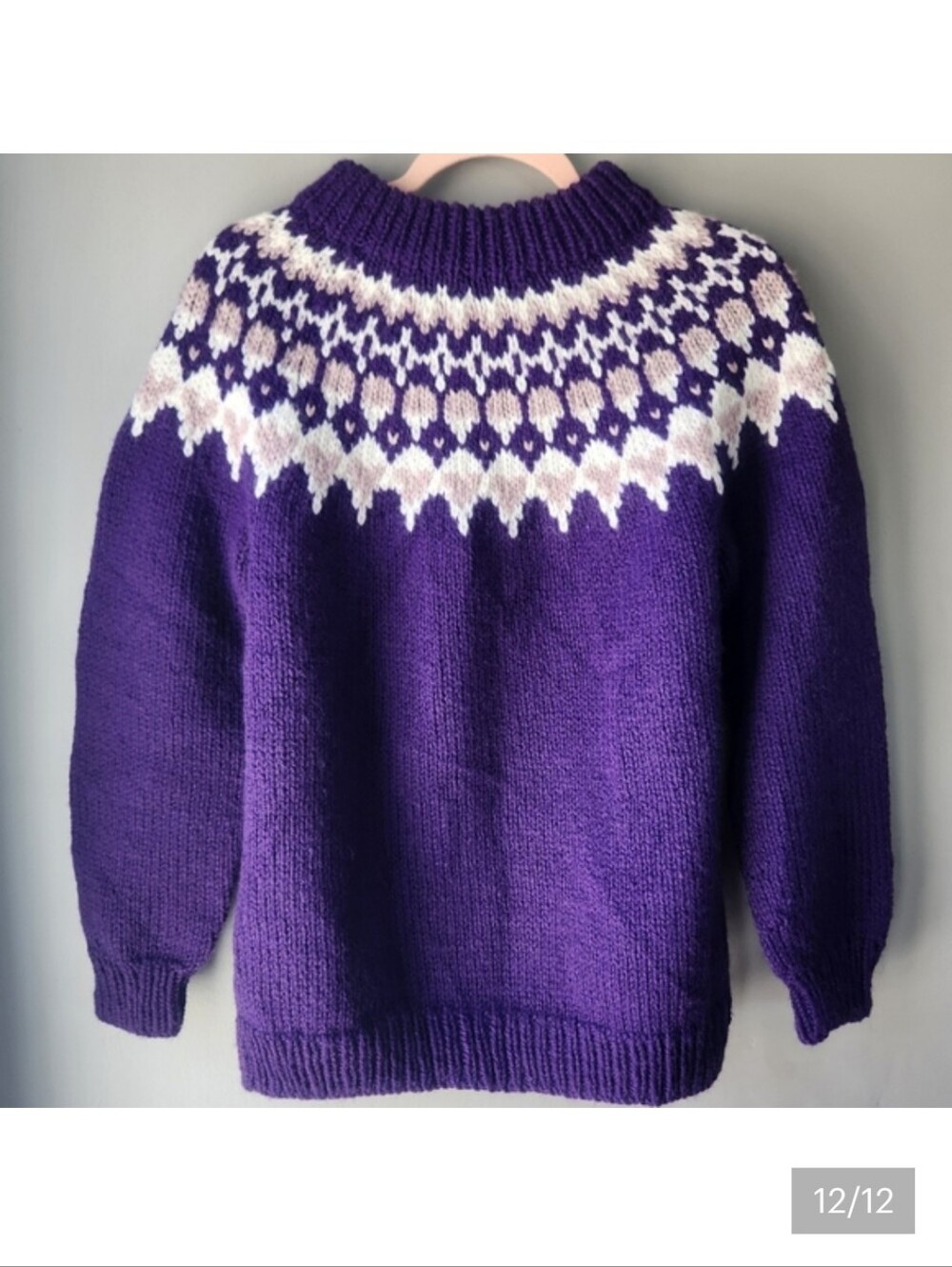Hand-Knit Icelandic-style Nordic Yoke Sweater Fairisle Sweater ❄️ - Picture 12 of 12